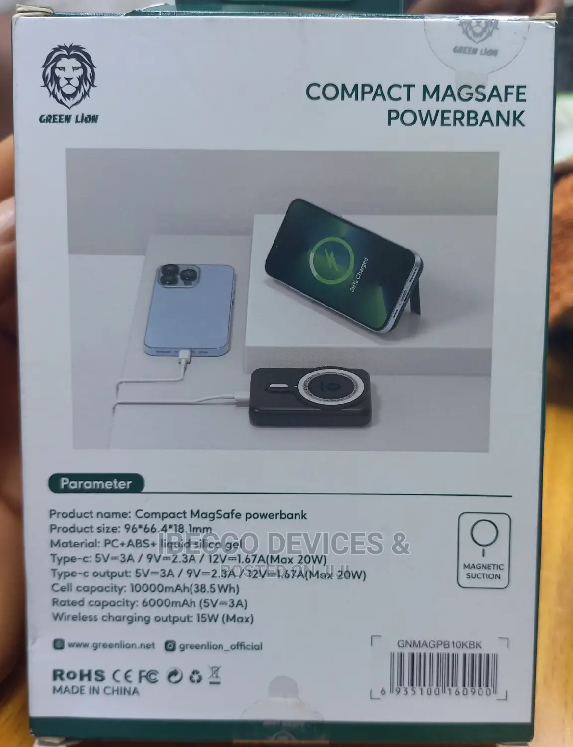 Green Lion Apple Magsafe Wireless Power Bank 10000mah