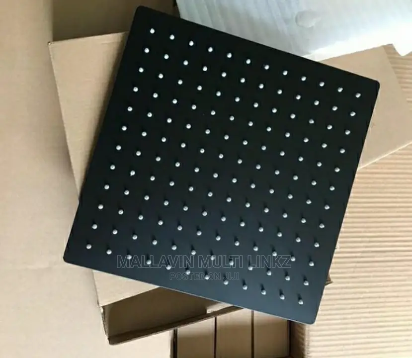 Rainfall Black Shower Head With Ceiling Rod