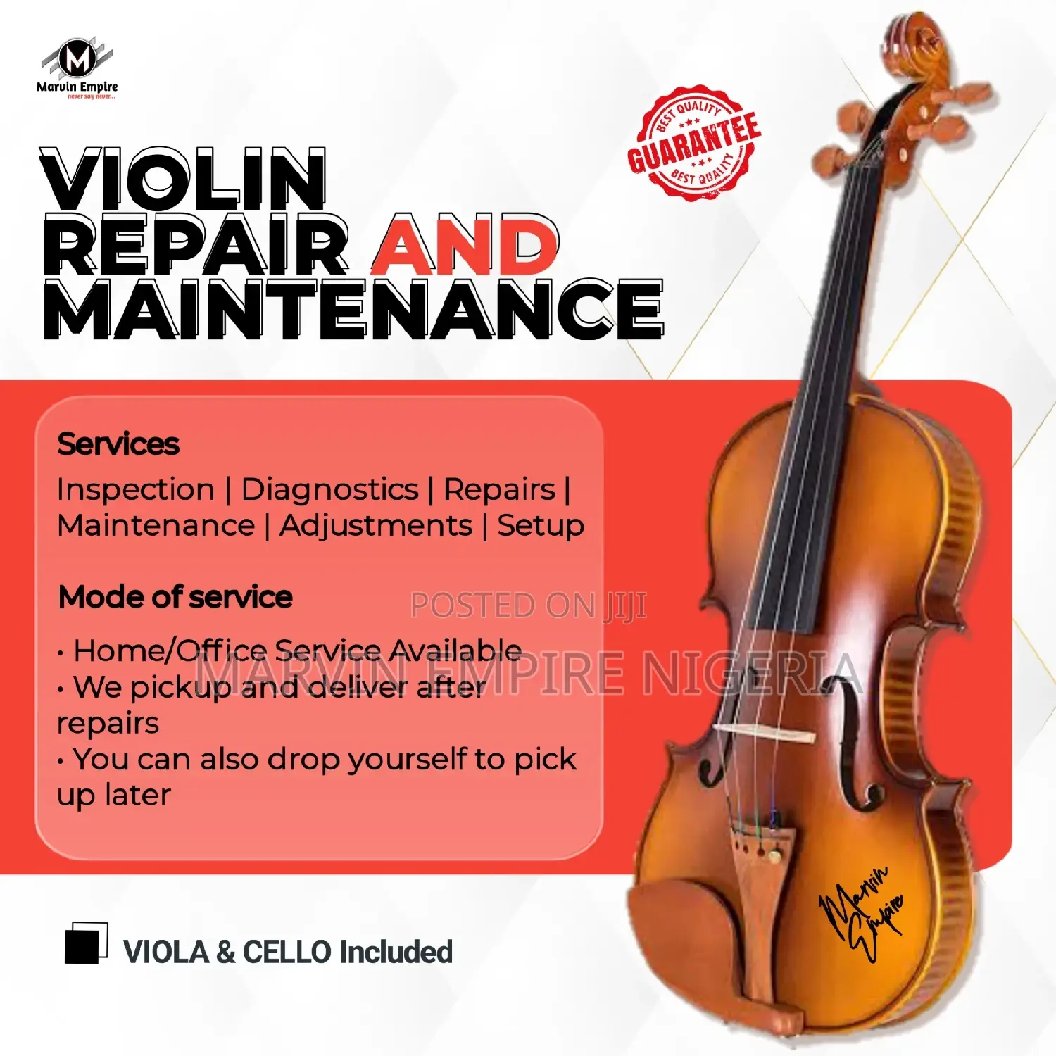 Violin, Viola And Cello Repair And Maintenance Service
