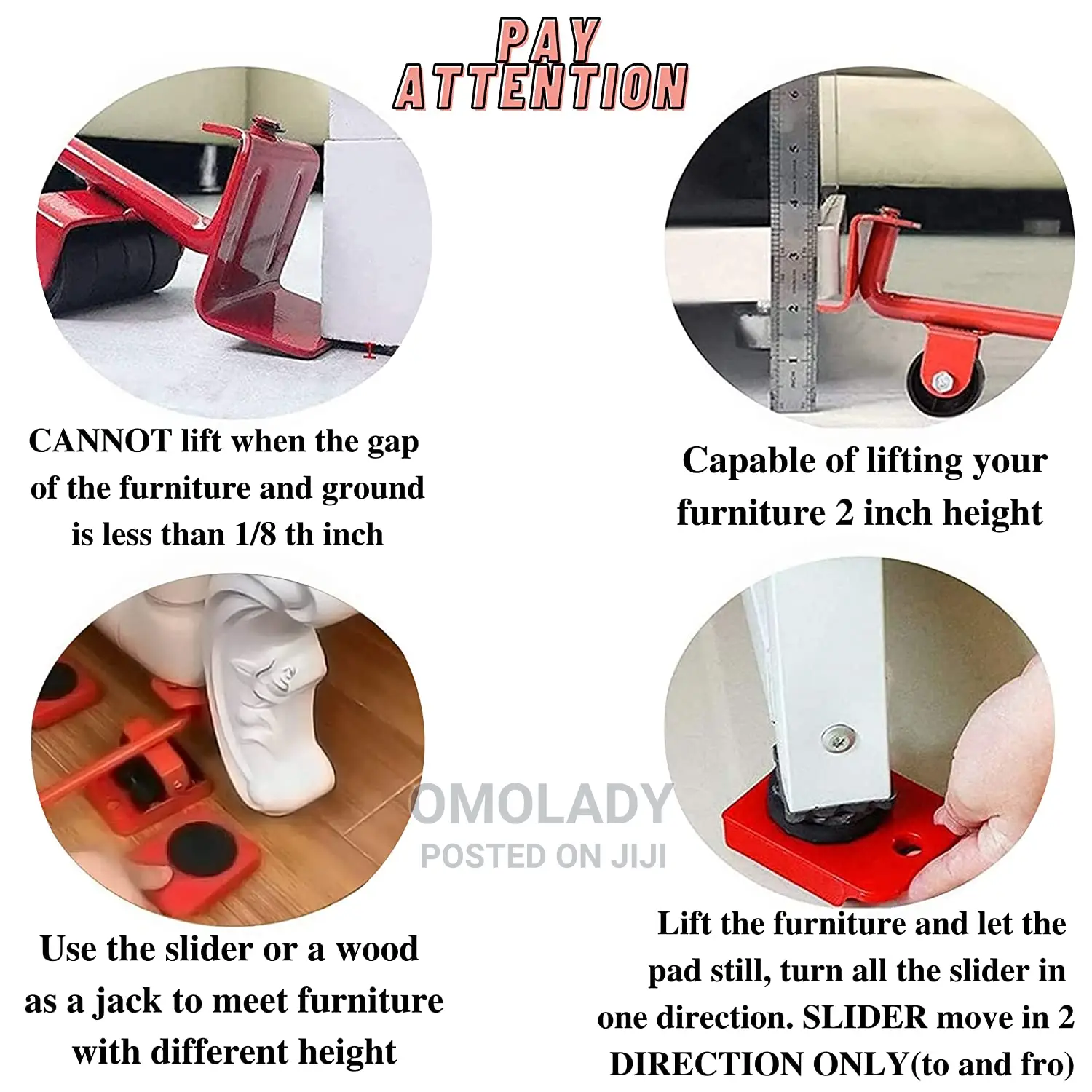 Furniture Lifter Mover Tool Set With Pads