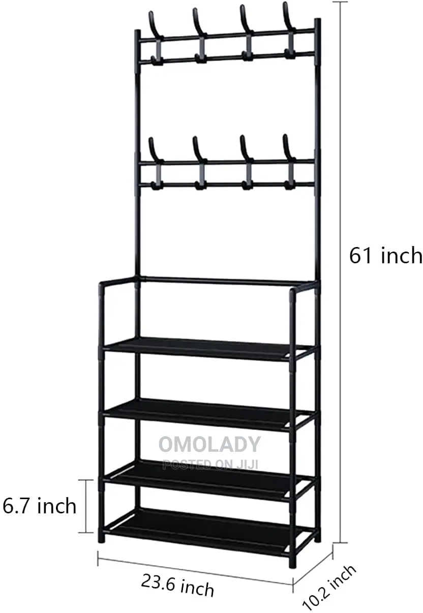 Multipurpose Coat/Hat Hanger With 4 Layers Of Shoe Rack