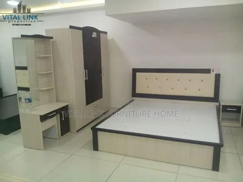 Well Design Set of Bed Frame and Wardrobe
