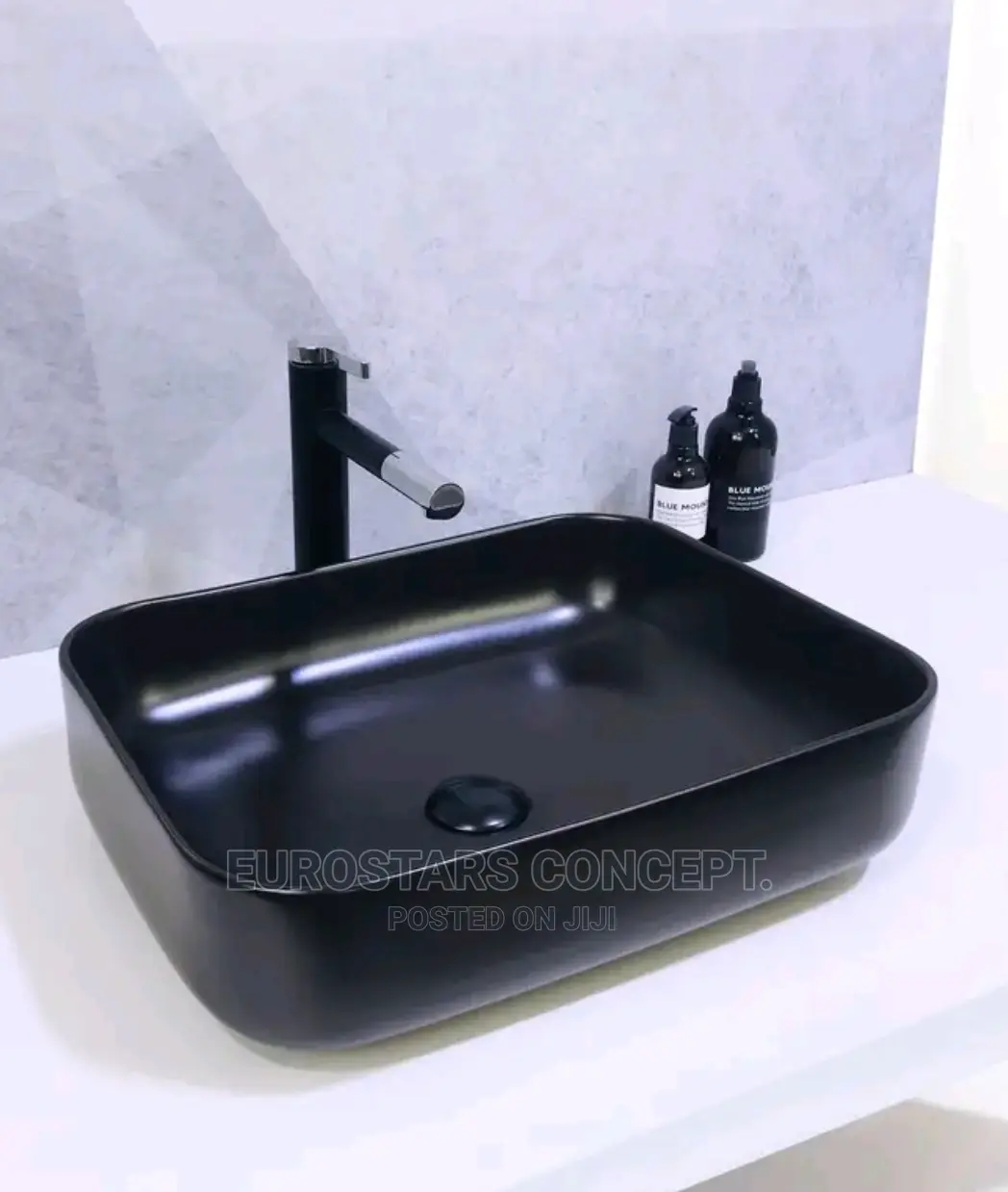 Black Ceramic Wash Hand Basin With Tap.