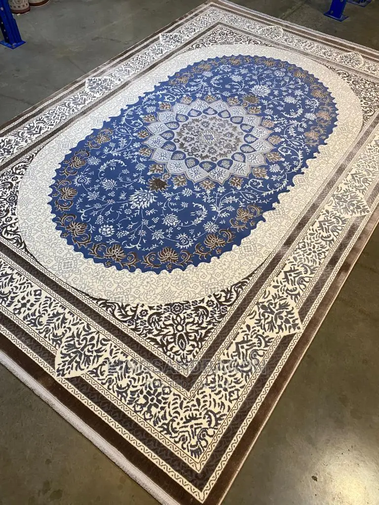 5x7fts Navy Blue and Brown/Gold Arabian Center Rug (7x10fts/8x11fts)