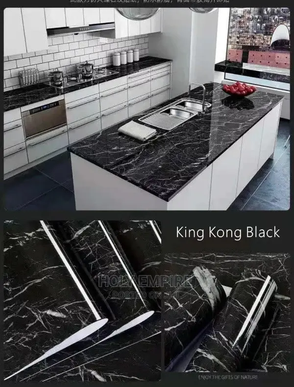 Black Marble Paper Self Adhesive Wallpaper Vinyl Oil Proof