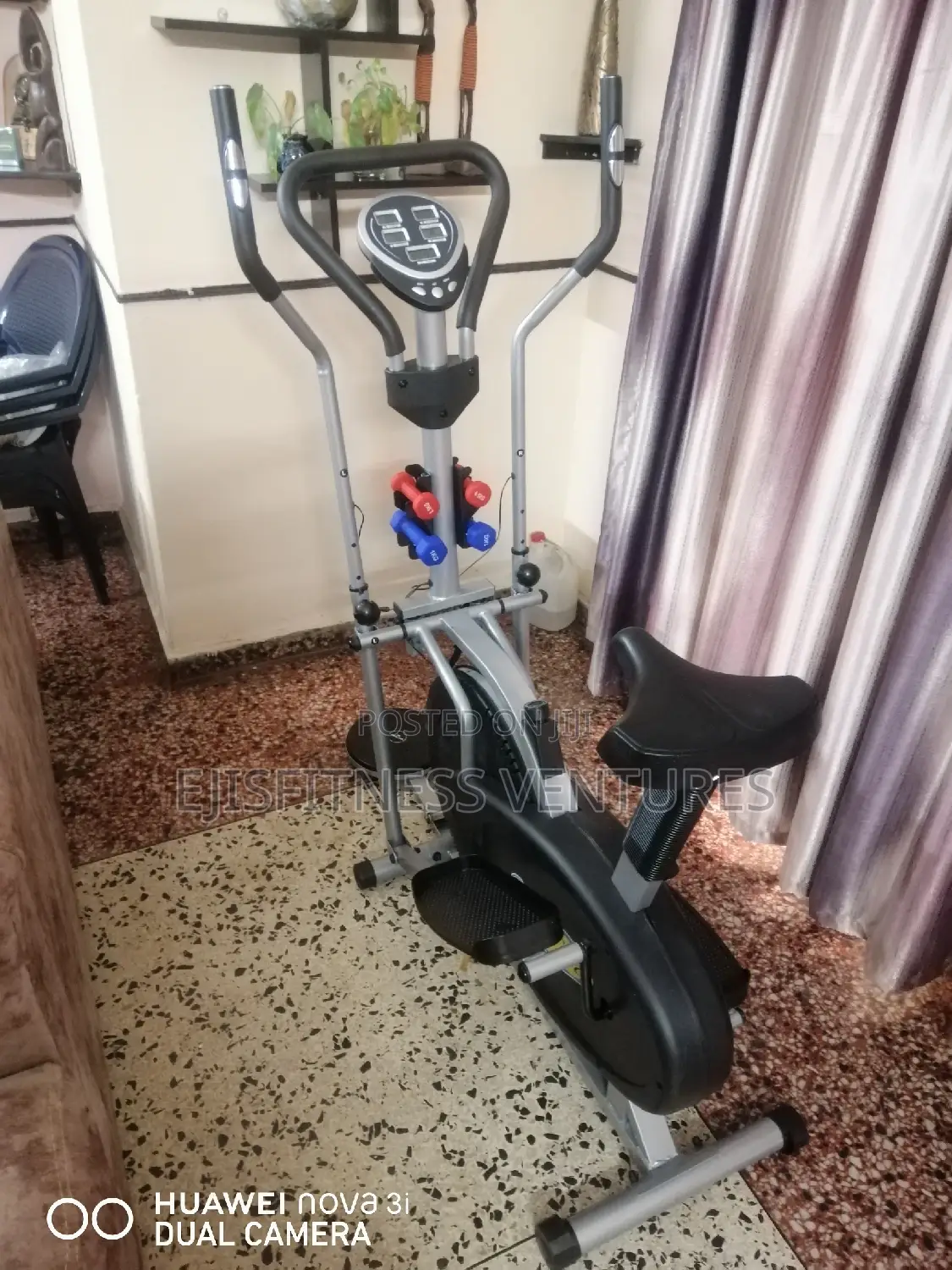 Exercise Bike With Dumbells and Waist Twister