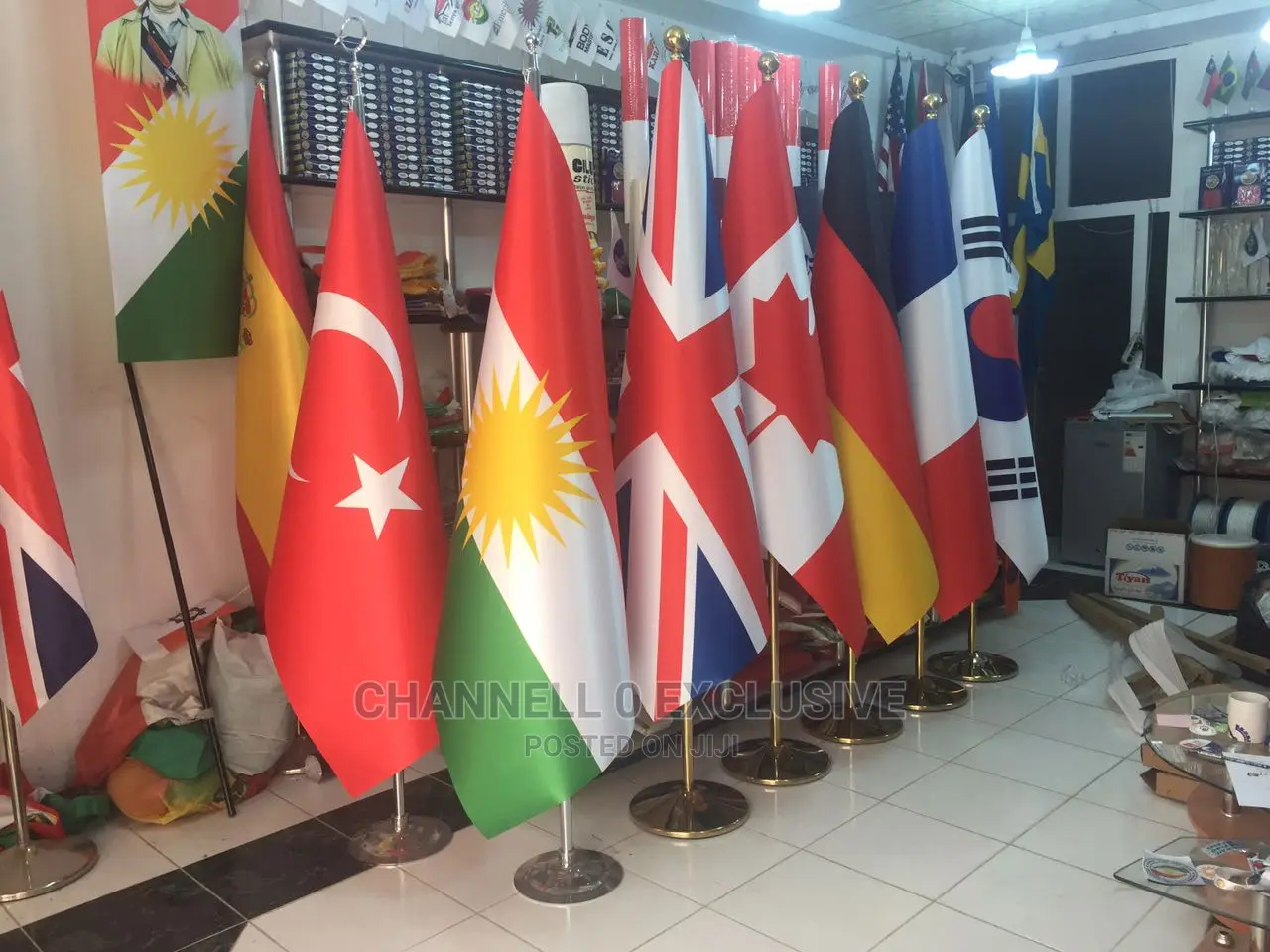 National and Other Countries Flags With Stand
