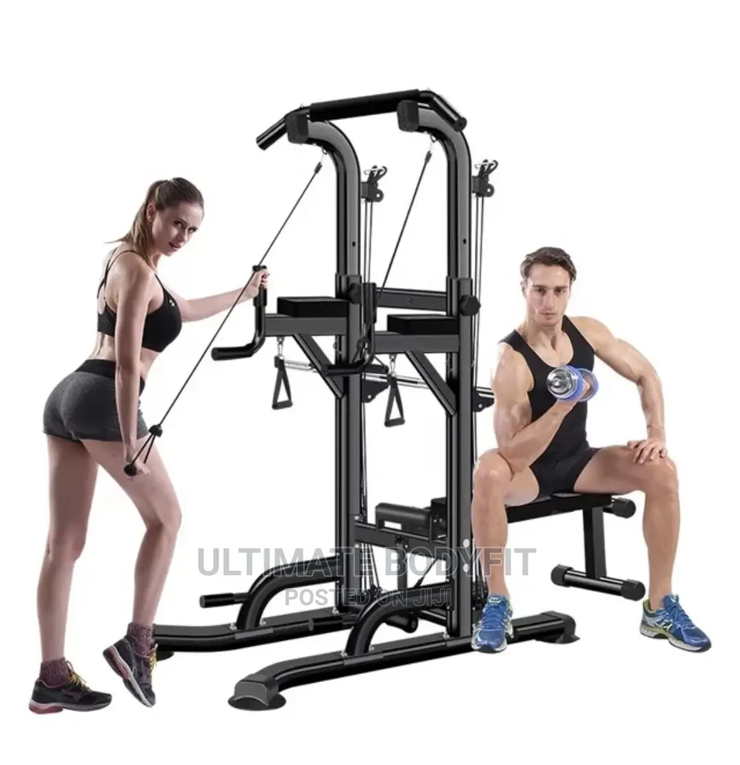 Brand New Power Tower With Rope Dip Station Pull Up Bench