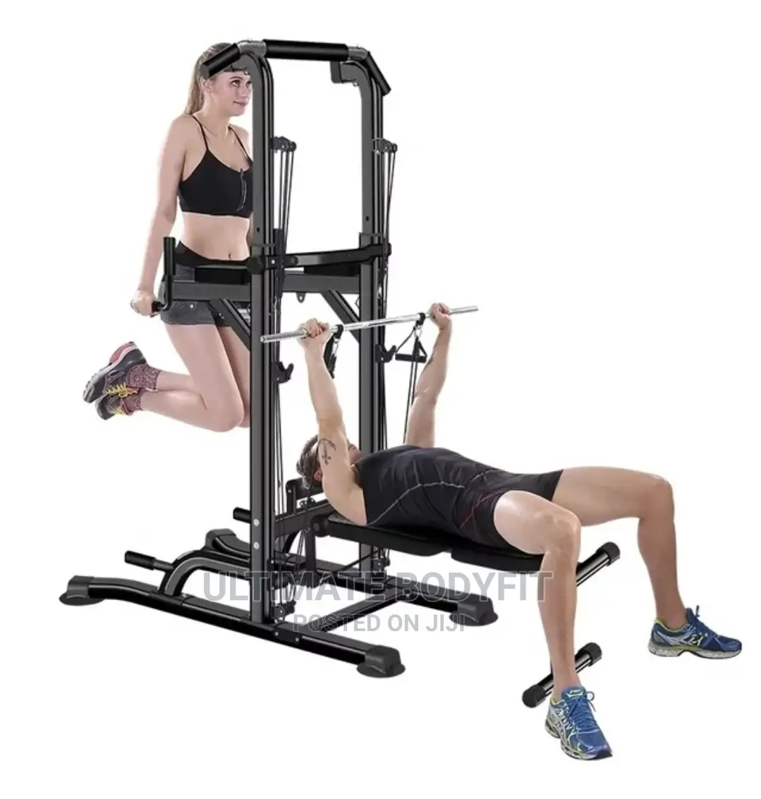 Brand New Power Tower With Rope Dip Station Pull Up Bench