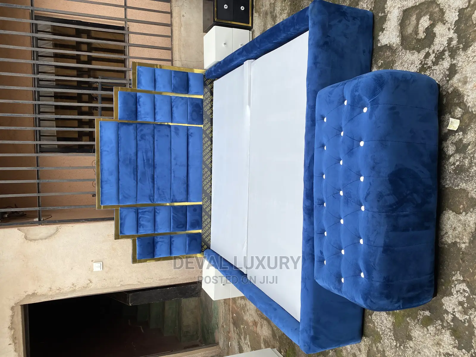 6 by 6 Bed Frame With Two Bed Sides. Gold and Ash