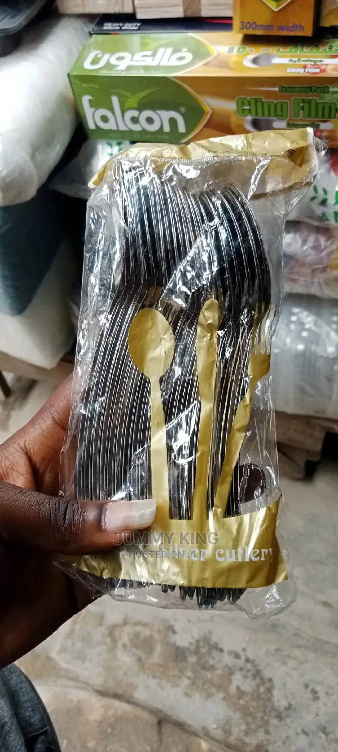 50pieces Disposable Silver and Gold Plastic Spoon