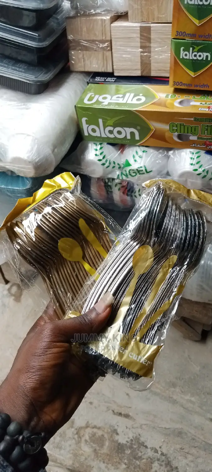 50pieces Disposable Silver and Gold Plastic Spoon
