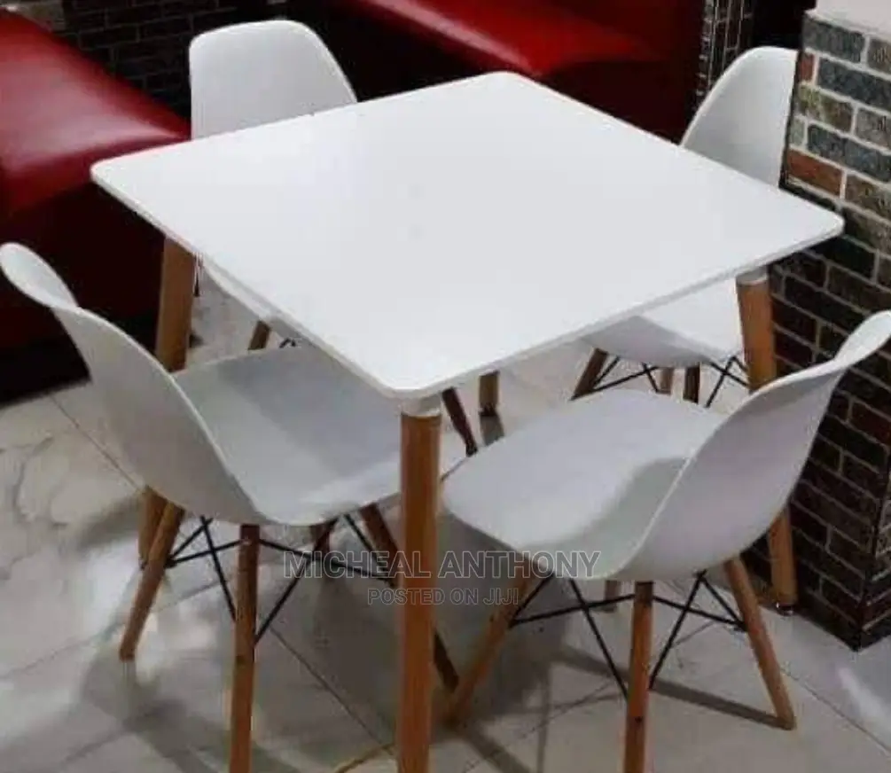 Unique Wood Dining Table by 4 White Colour
