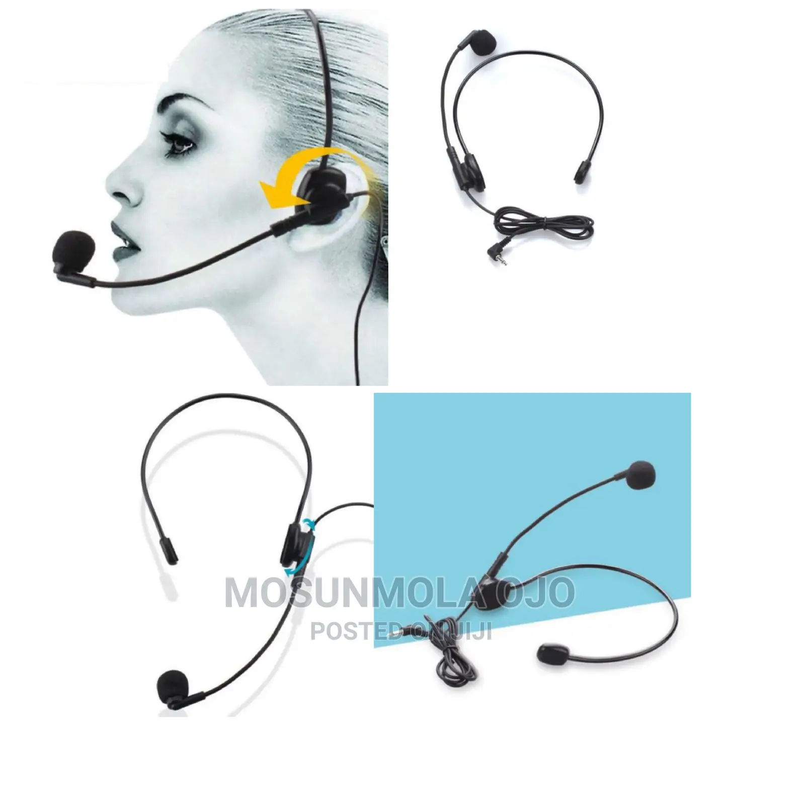 Ear Mounted Rotary Microphone Black