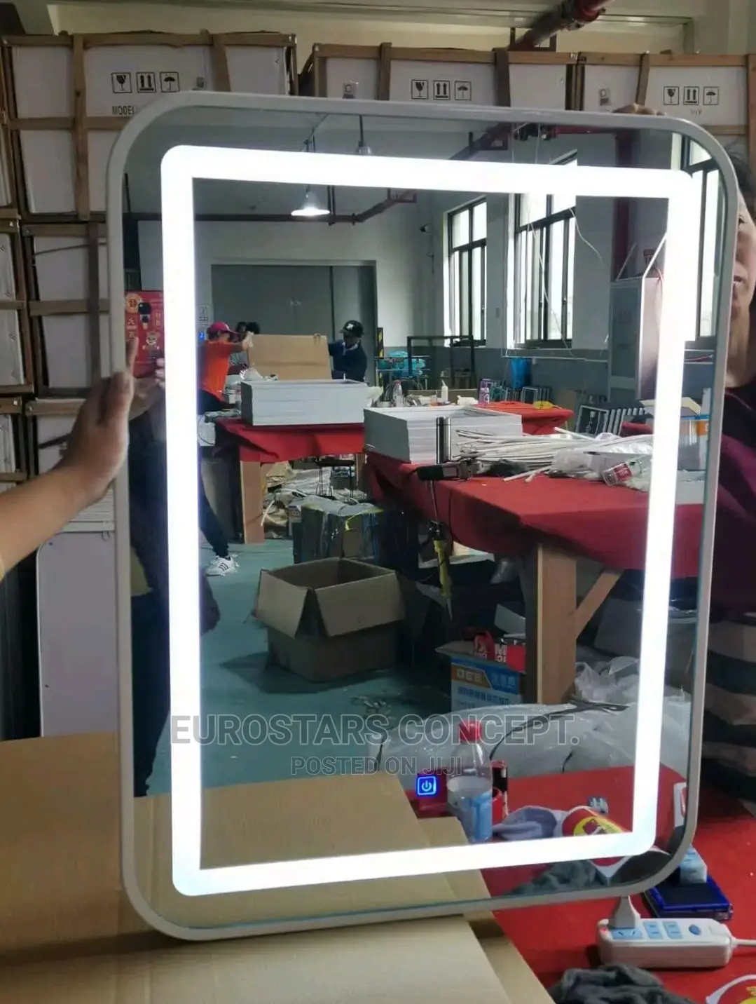 White Frame Mirror With Light