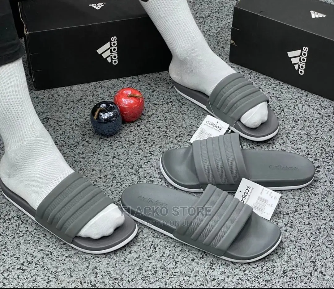 Original Adidas Cloudfoam Black Grey Slides
