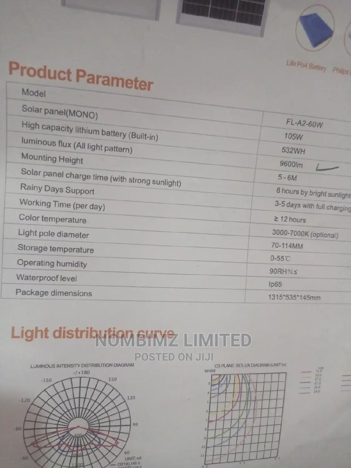 ORIGINAL A3 60 Watts Felicity All In One Solar Street Light