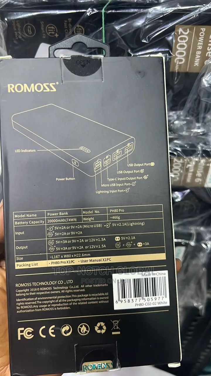ROMOSS SENSE 6+ 20000mah Powerbank