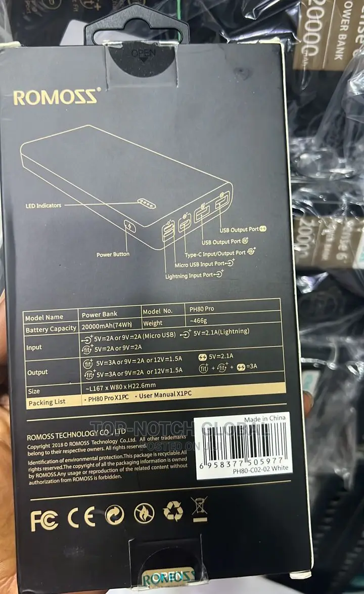ROMOSS SENSE 6+ 20000mah Powerbank