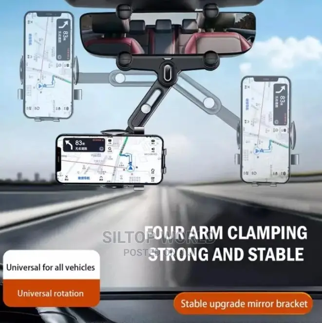 Car Rearview Mirror 360 Rotation Phone Holder
