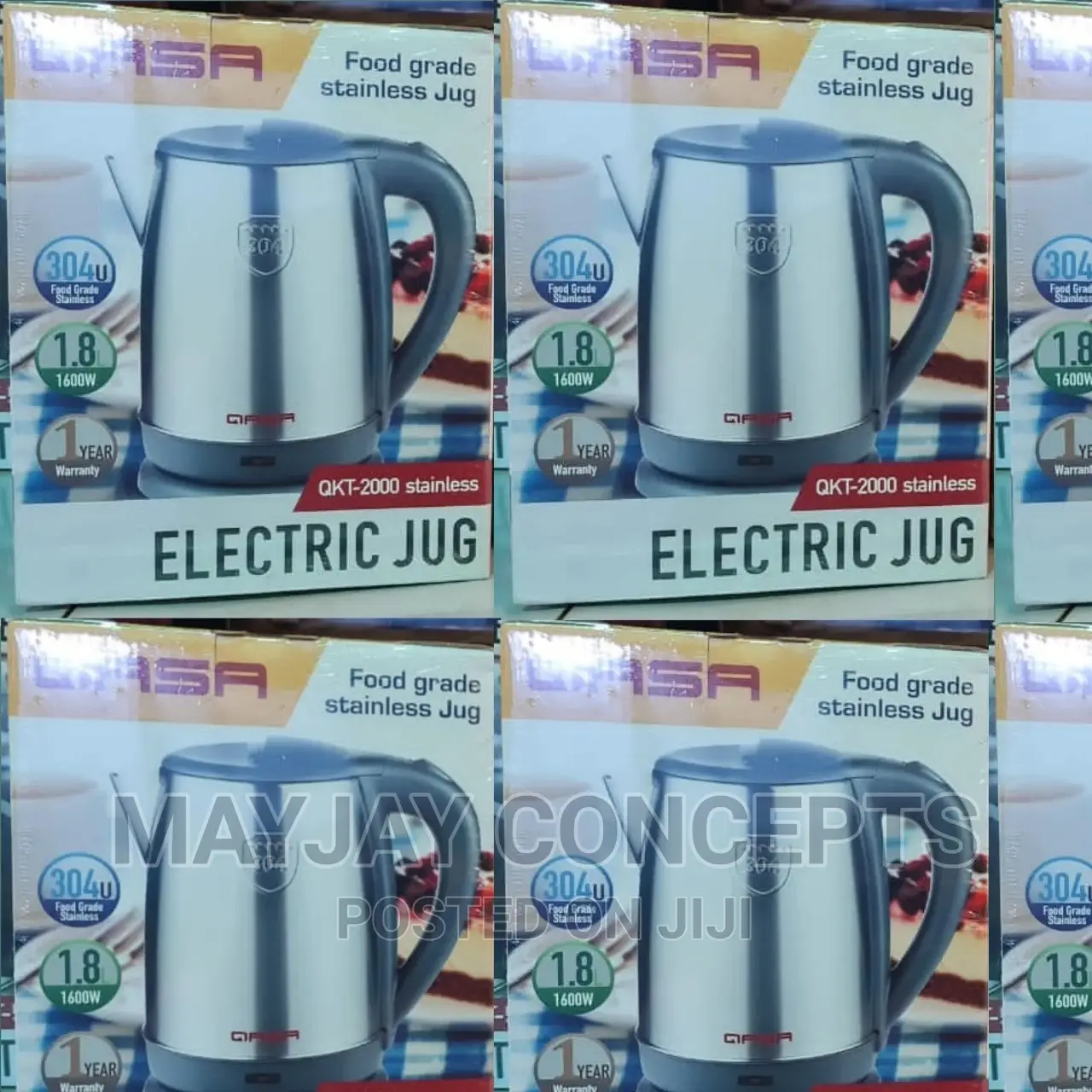 Qasa 1.8litres Food Grade Electric Stainless Jug/Kettle