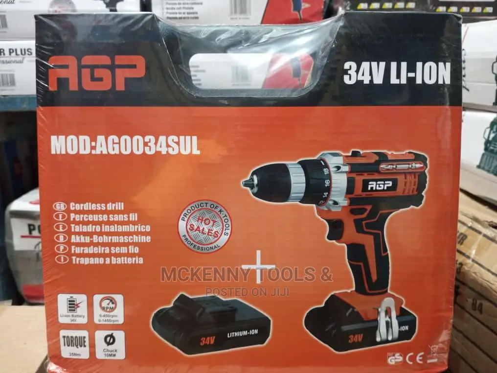 Agp Heavy Duty Cordless Lithium Drill Screw Driver 34V