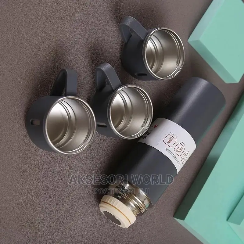 Vacuum Flask With 2 Cups Gift Set Souvenir Aksesori
