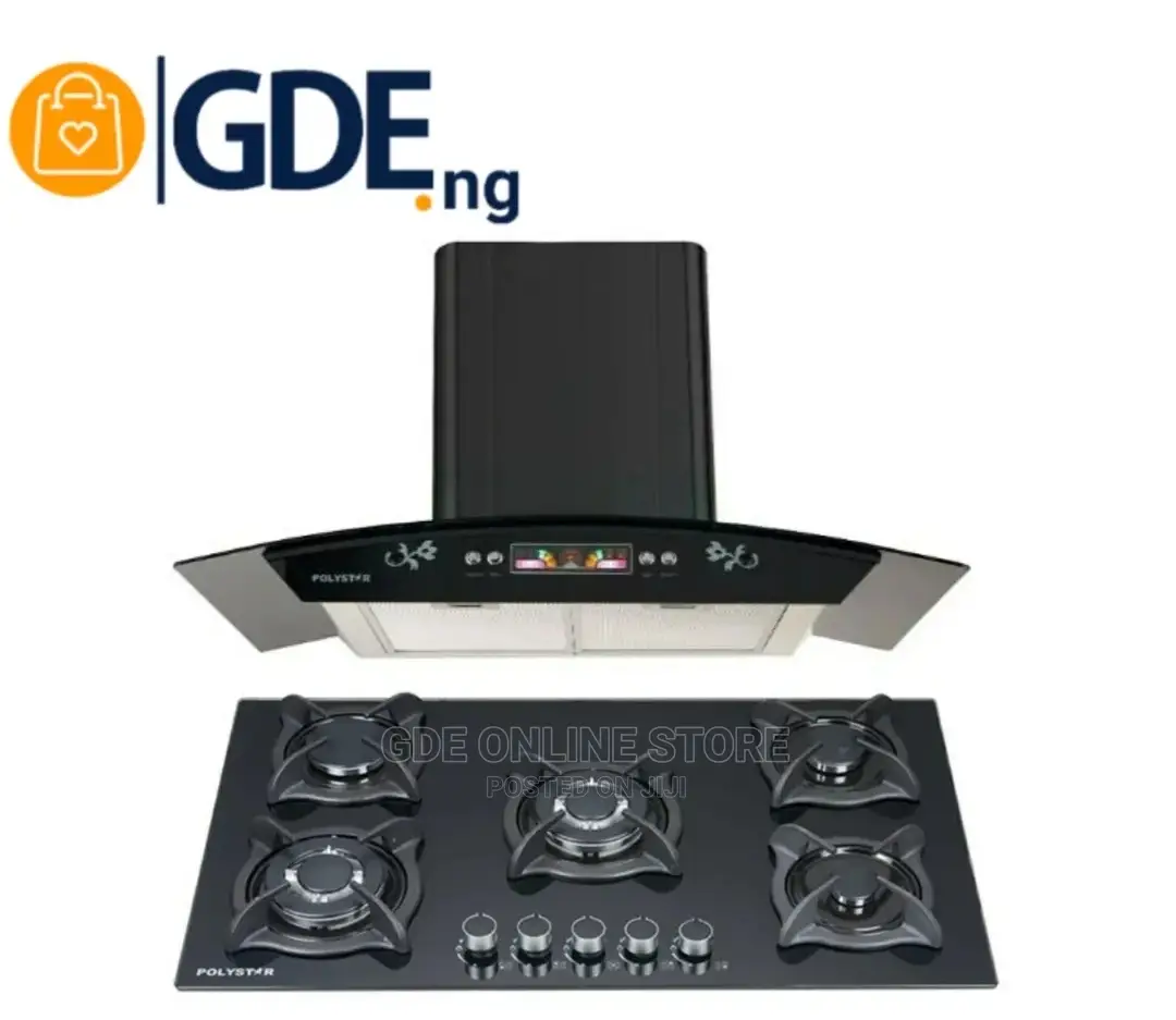 Polystar 5 Burner Inbuilt Hub With 90cm Heat Extractor Hood