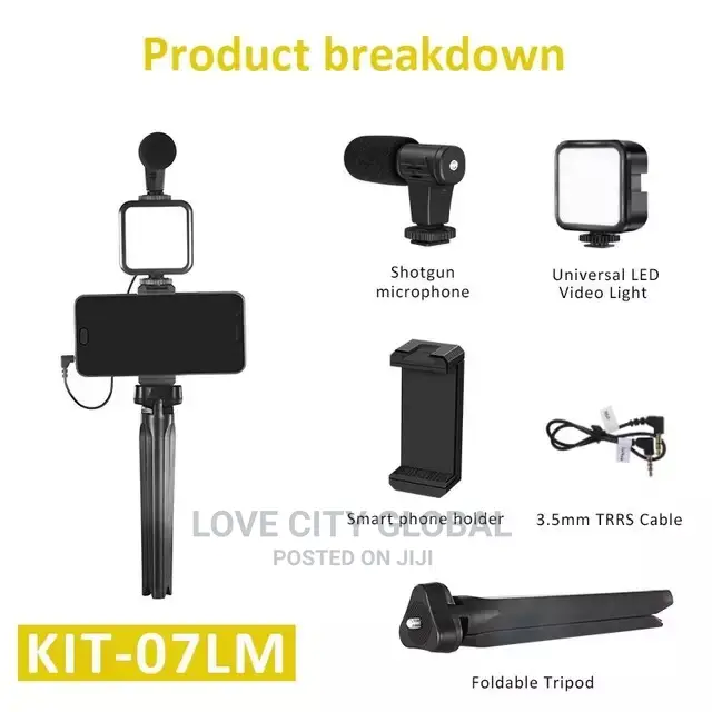 4 in 1 Vlogging Kit Blogging Kit Led Video Light+Microphone