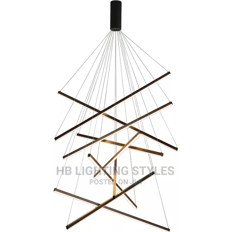 Nordic Black Led Chandelier Stair Line Chandeliers