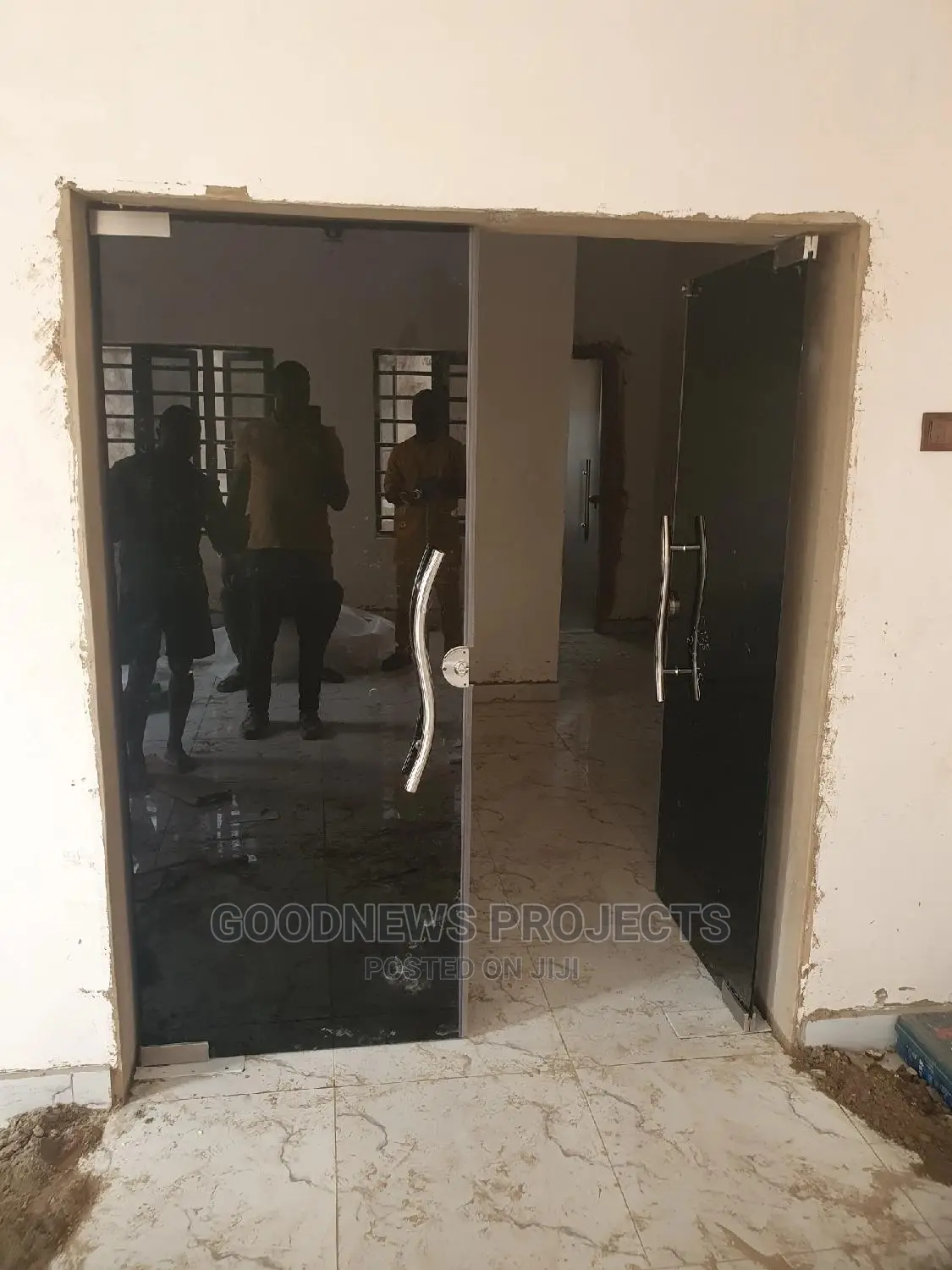 Frameless Ante Room Gray Swing Glass Door