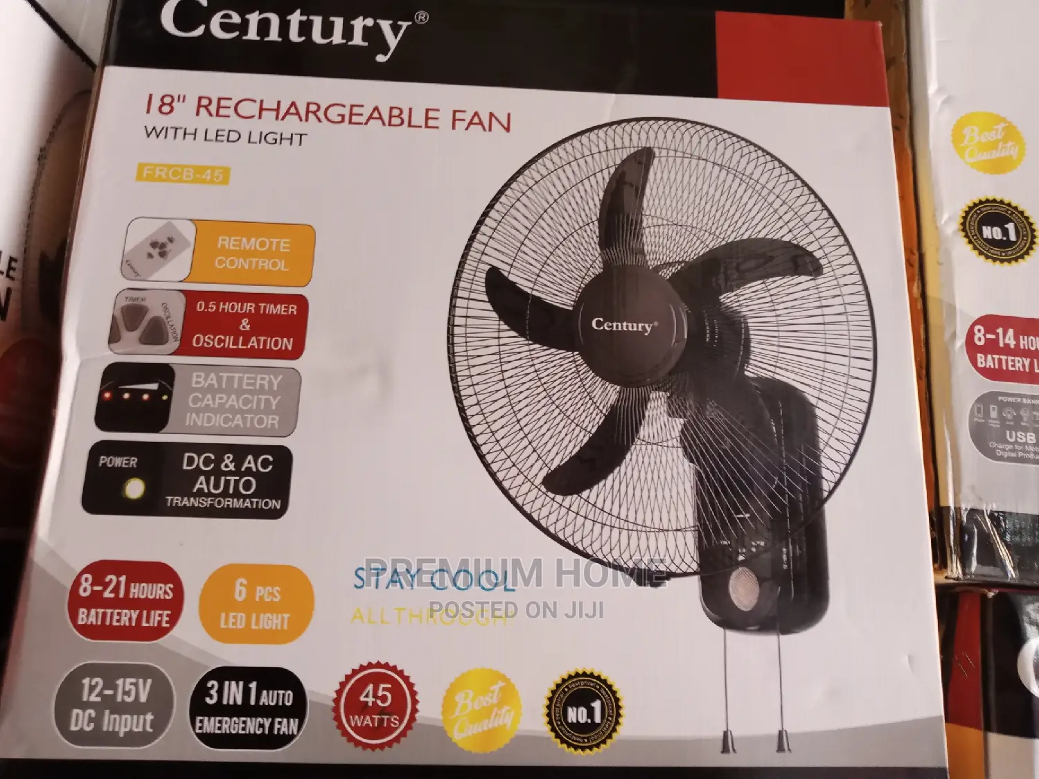 Century Rechargeable Wall Fan 18 Inches