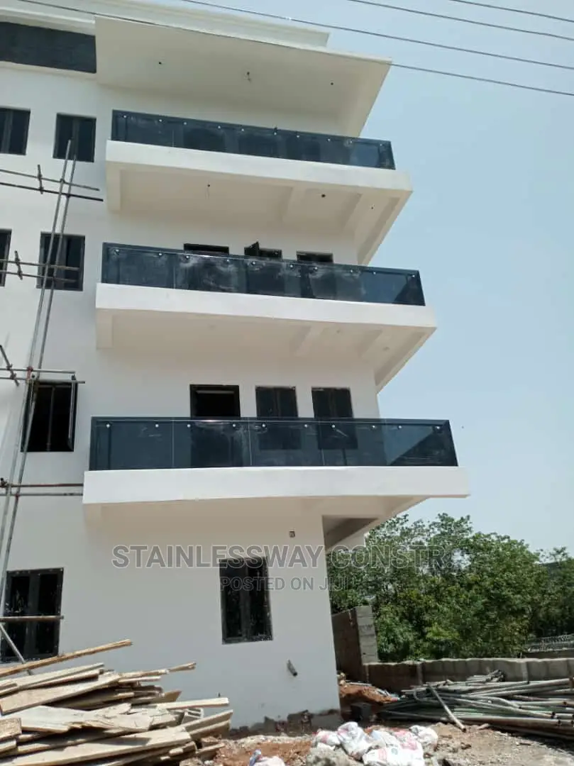 Balcony Dark Grey Glass Design at Jahi District Abuja