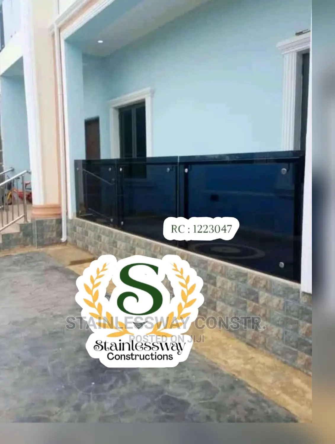 Dark Grey Balcony Glass Railing at Kabusa Abuja