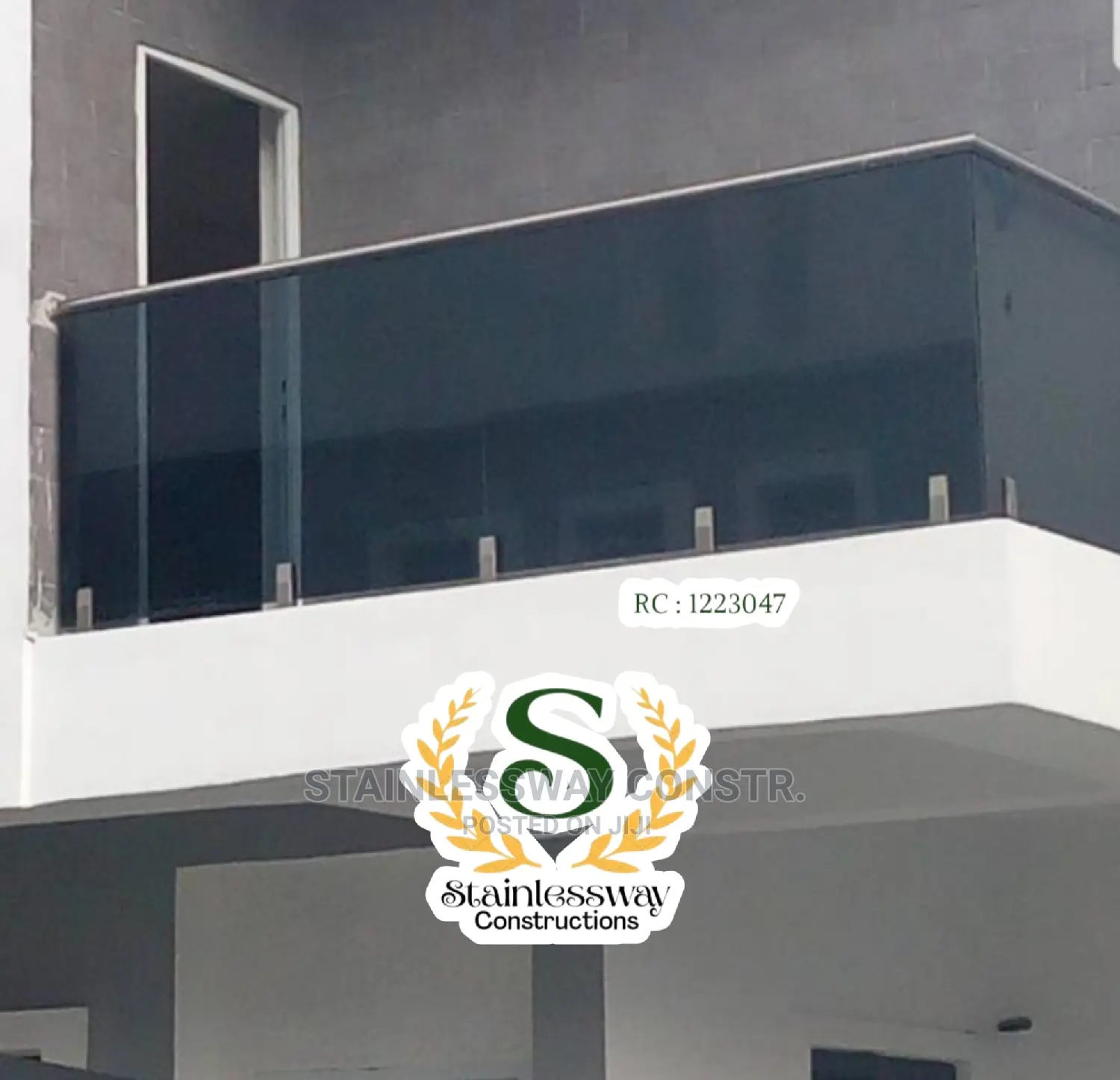 Dark Grey Balcony Glass Railing at Wumba District Abuja