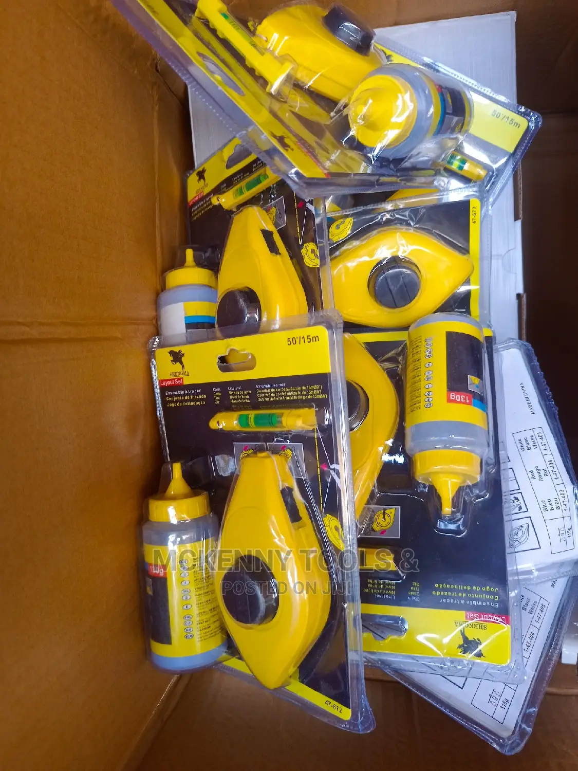 15M 50FT Chalk Str Line Reel Level Layout Set + Blue 110G