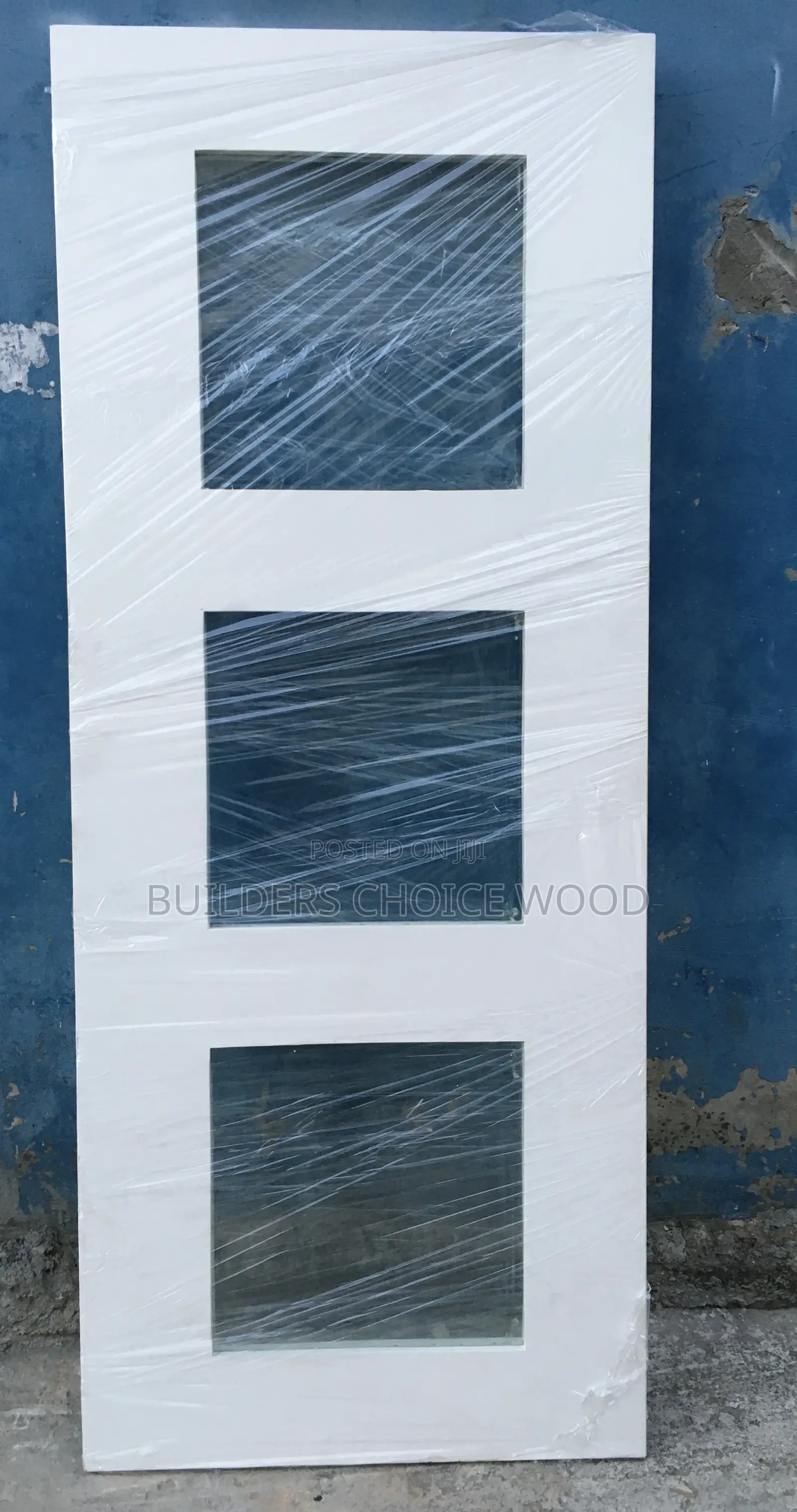 White Wooden Door With Glass HDF