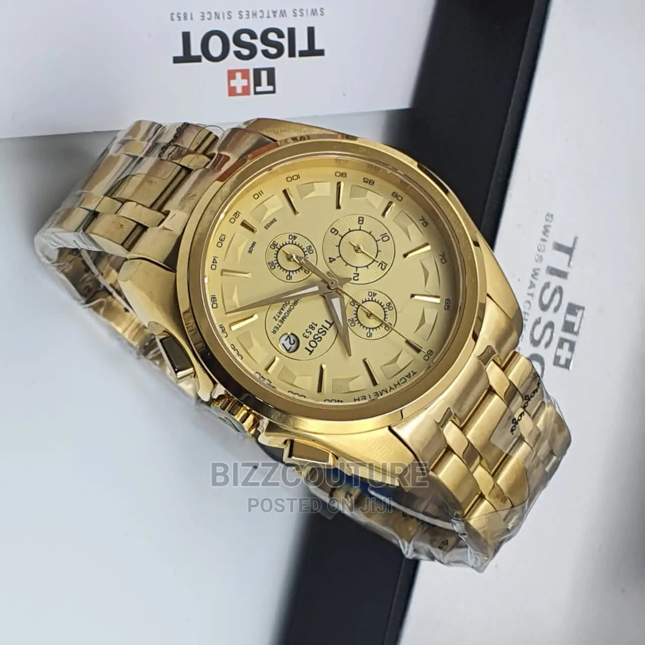 High Quality TISSOT Gold Chain Watch Available in Store