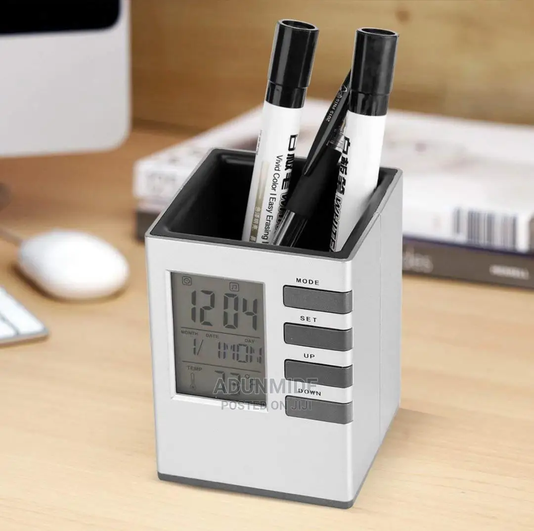 Pen Organizer With Alarm Clock, Date and Calendar