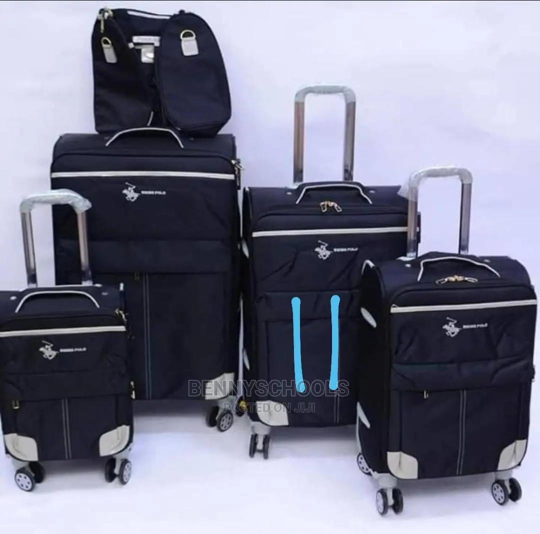 Set of 5 Black Swiss Polo Traveling Luggage Boxes