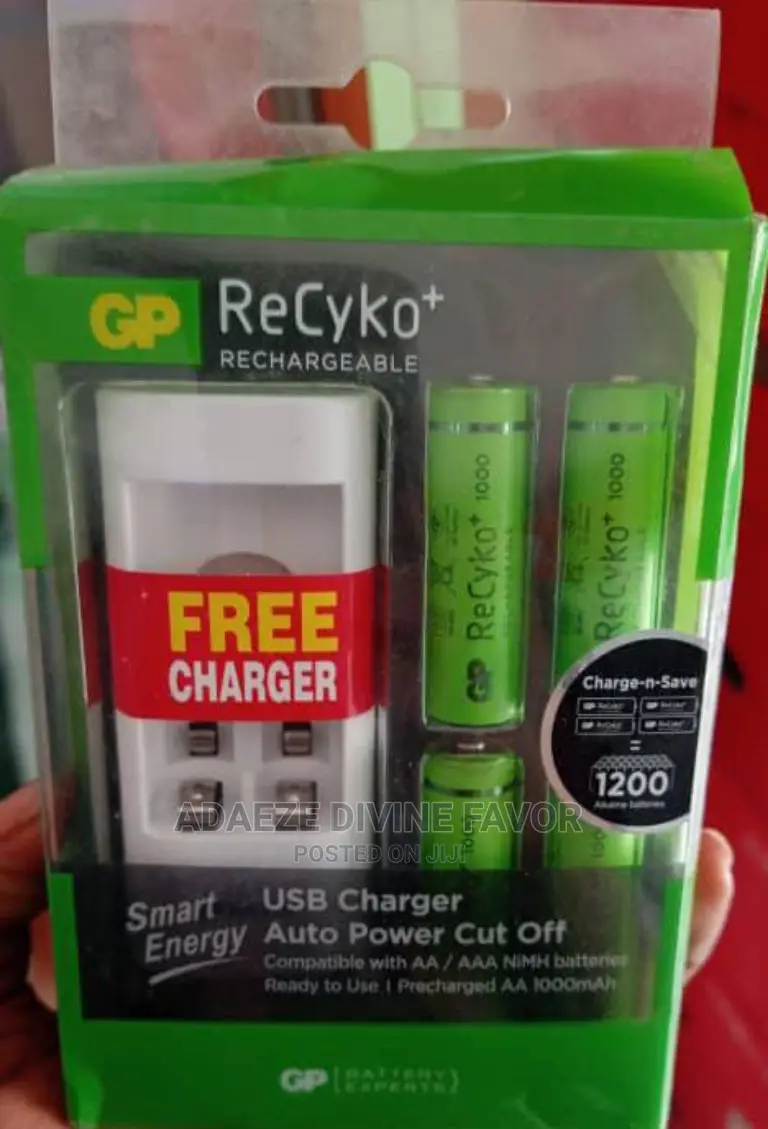 Recyko+ Rechargeable Batteries With Free Charger