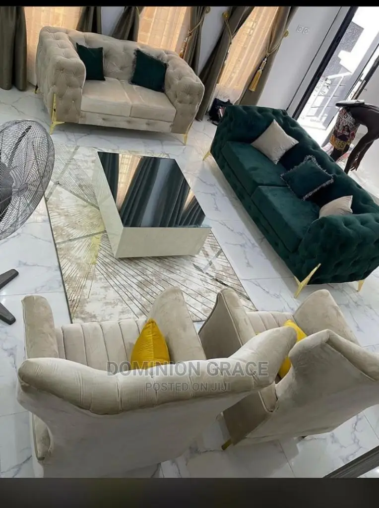 Luxury 7 Seater Living Room Fabric Made Sofa Chair.