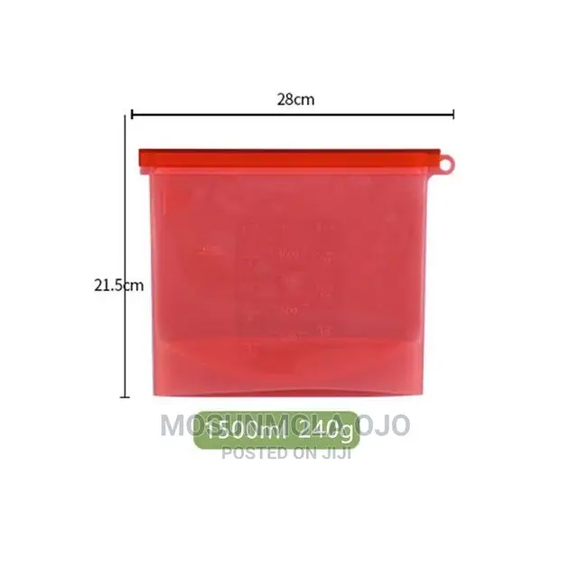 1.5ltr Reusable Silicone Zip Lock Food Pouch - 1piece