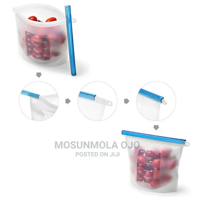 1.5ltr Reusable Silicone Zip Lock Food Pouch - 1piece