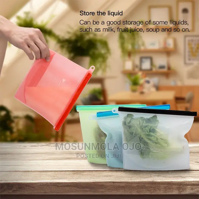 1.5ltr Reusable Silicone Zip Lock Food Pouch - 1piece