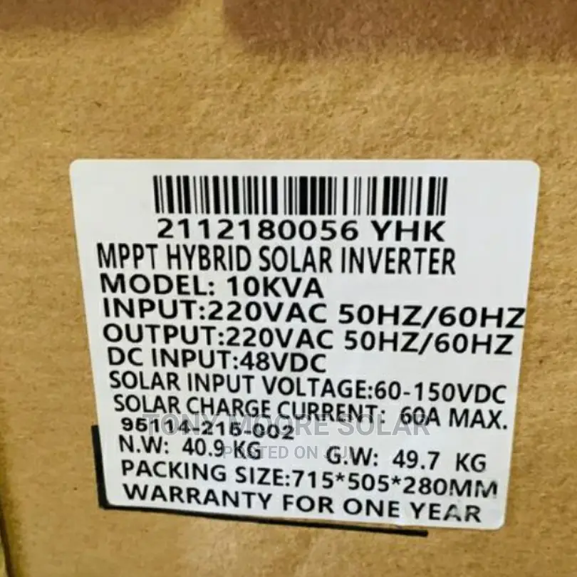 Yohako Hybrid Inverter 10kva 48v With MPPT Charge Controller