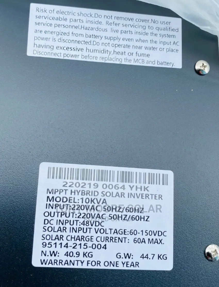 Yohako Hybrid Inverter 10kva 48v With MPPT Charge Controller