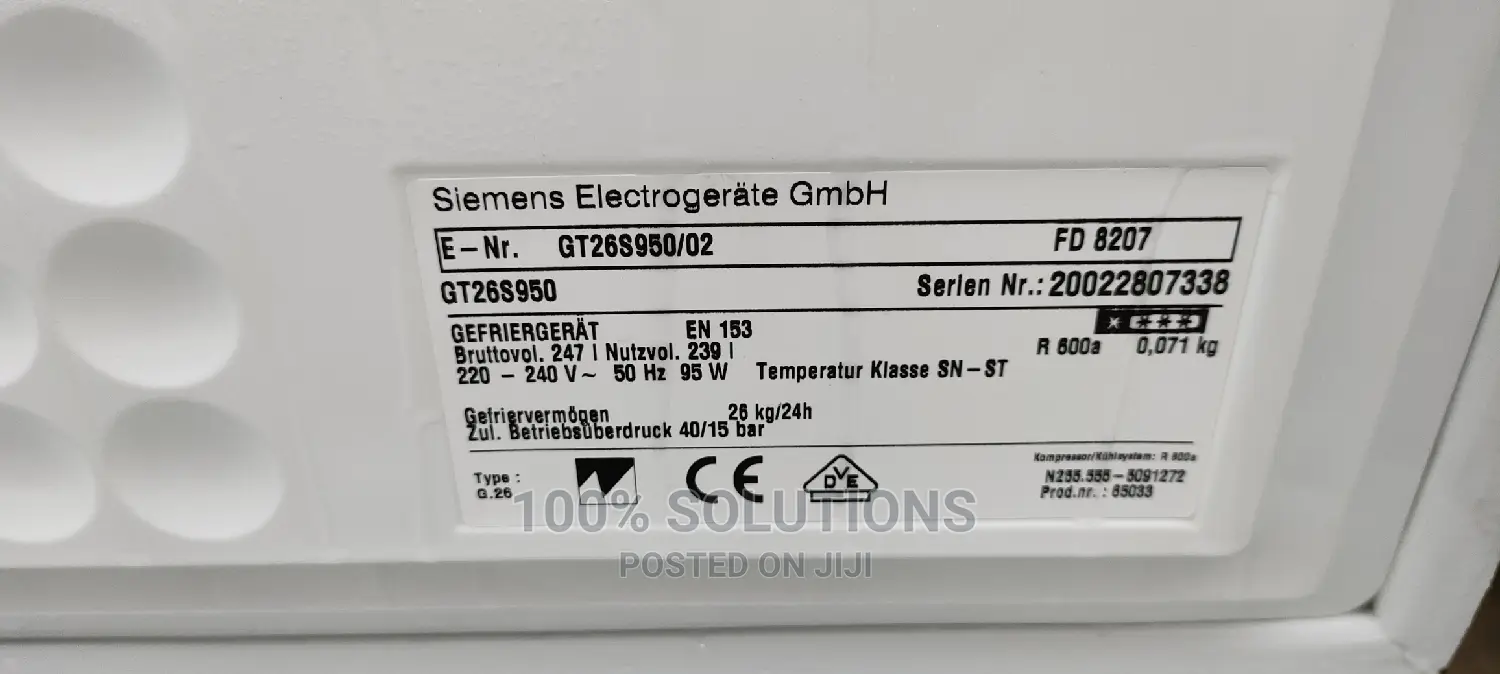 239 Liters at 95W Siemens Freezer for Sale