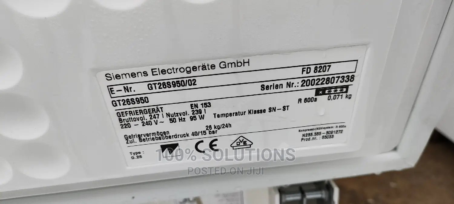 239 Liters at 95W Siemens Freezer for Sale