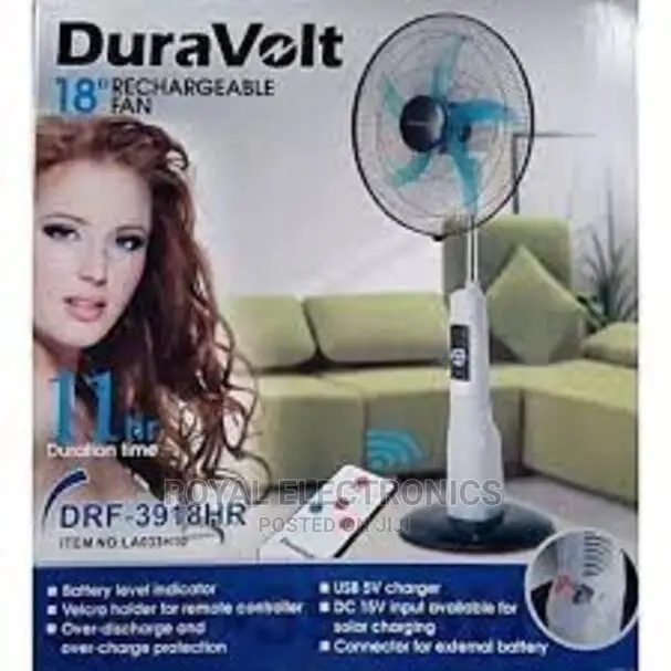 Latest Duravolt 18" Rechargeable Fan With Remote Control